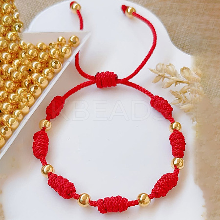 Vintage Chinese New Year Brass Round Beads Braided Bead Bracelets HL9479-1-1