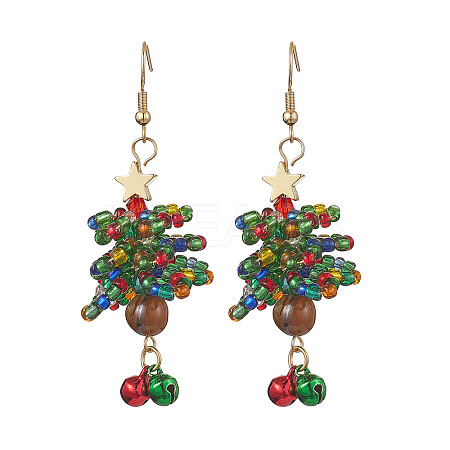 Glass Seed Beaded Dangle Earrings EJEW-MZ00170-1