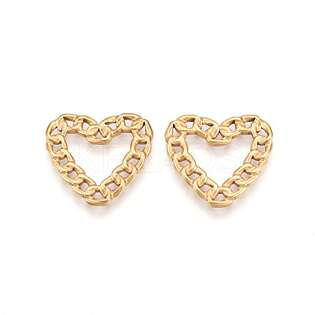 304 Stainless Steel Heart Chain Linking Rings STAS-N109-08G-1