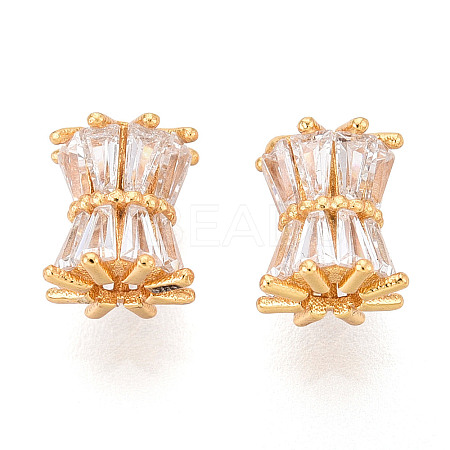 925 Sterling Silver Pave Clear Cubic Zirconia Drum Beads STER-T008-39G-1