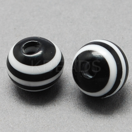 Round Striped Resin Beads RESI-R158-20mm-11-1