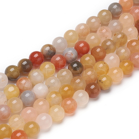 Natural Golden Silk Jade Beads Strands G-L555-05-6mm-1