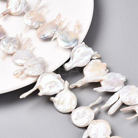 Natural Baroque Keshi Pearl Beads Strands PEAR-S018-06F-1