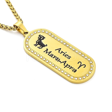 Constellation 304 Stainless Steel Micro Pave Clear Cubic Zirconia Wheat Chain Pendant Necklaces for Women Men NJEW-U007-01A-1
