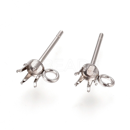 Non-Tarnish 304 Stainless Steel Post Stud Earring Settings STAS-L238-026F-P-1