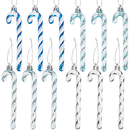 4 Sets 4 Styles Plastic Candy Cane Pendant Decorations FIND-SC0013-42A-1