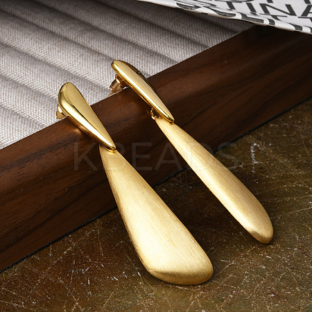 Teardrop Brass Dangle Stud Earrings for Women EJEW-G391-18G-1
