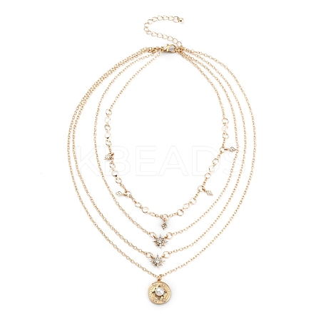 Alloy Rhinestone Tiered Necklaces NJEW-FS0001-03-1