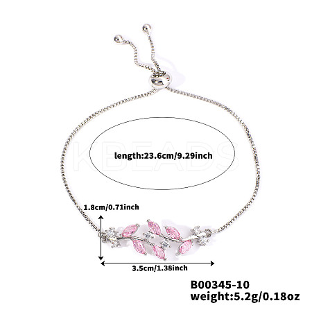 Brass Micro Pave Cubic Zirconia Box Chain Slider Bracelets DJ2694-4-1