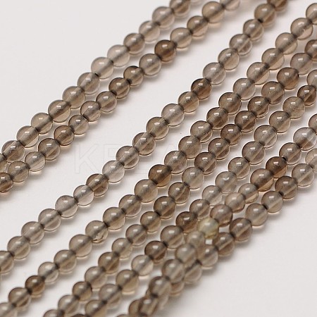 Natural Smoky Quartz Round Bead Strands G-A130-2mm-12-1