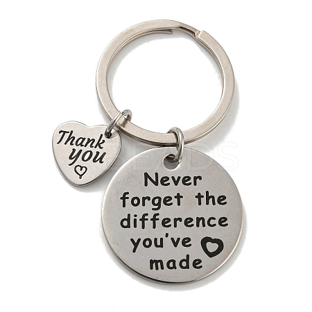 Teacher's Day Gift 201 Stainless Steel Word Thank You Keychains LS-KEYC-E040-05P-02-1