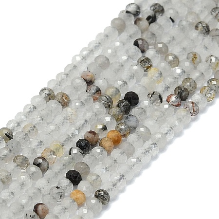 Natural Black Rutilated Quartz Beads Strands G-G106-A23-01-1