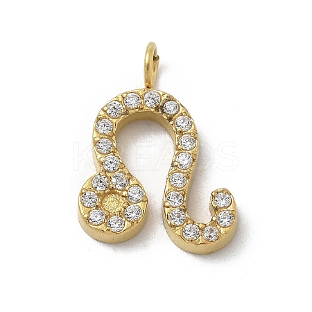 Ion Plating(IP) 304 Stainless Steel Micro Pave Cubic Zirconia Charms STAS-Z107-09G-09-1