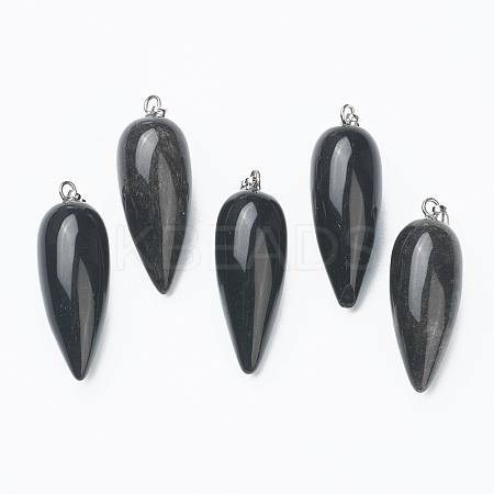 Natural Obsidian Pointed Pendants G-F705-01B-P-1