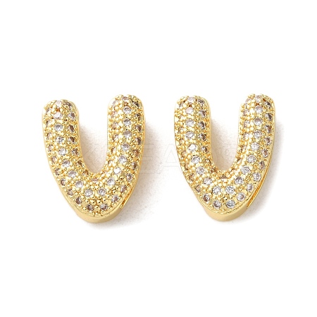 Rack Plating Brass Micro Pave Cubic Zirconia Slide Charms KK-C084-34G-V-1