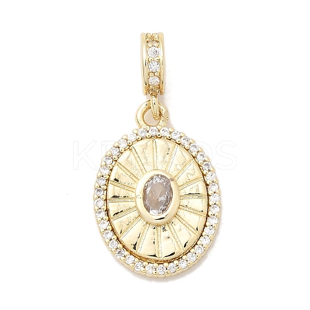 Brass Pave Clear Cubic Zirconia European Dangle Charms KK-H529-22G-1