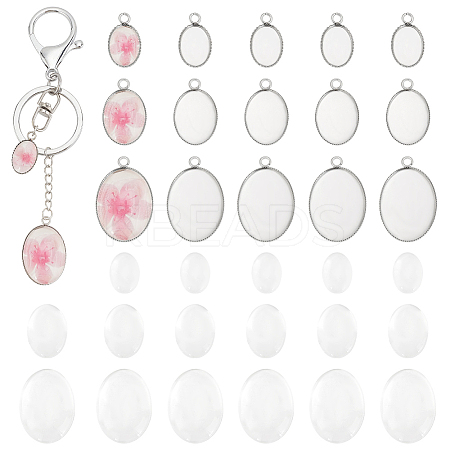 DIY Blank Oval Pendant Making Kits DIY-PH0021-47-1