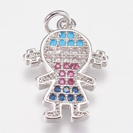 Brass Micro Pave Cubic Zirconia Pendants KK-I614-062P-1