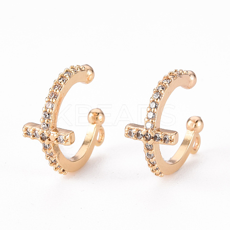 Brass Micro Pave Clear Cubic Zirconia Ear Cuff Findings KK-Q766-014-NF-1