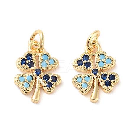 Clover Brass Micro Pave Cubic Zirconia Charms KK-B102-04G-1