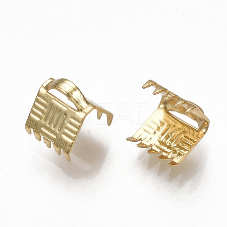Brass Ribbon Crimp Ends KK-S348-248-1