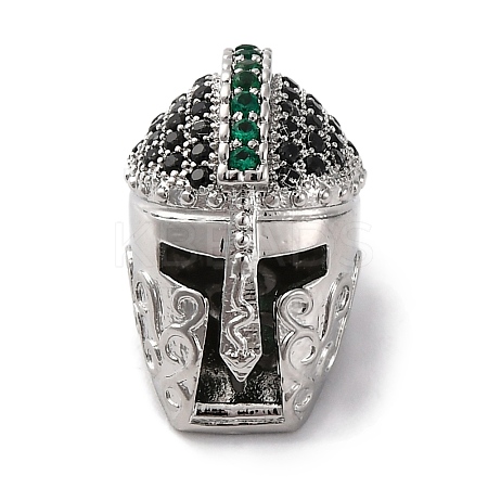 Helmet Shape Rack Plating Brass with Cubic Zirconia Beads KK-S406-15F-1