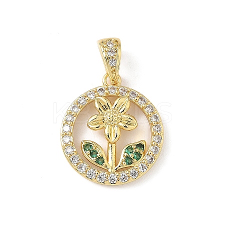 Brass Micro Pave Cubic Zirconia Pendants KK-S337-06G-B-1