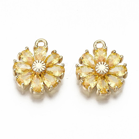 Real 18K Gold Plated Brass Micro Pave Cubic Zirconia Pendants KK-S360-043D-NF-1