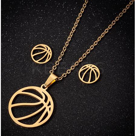 201 Stainless Steel Pendant Necklaces & Stud Earrings Sets FS-WGB00D6-09-1