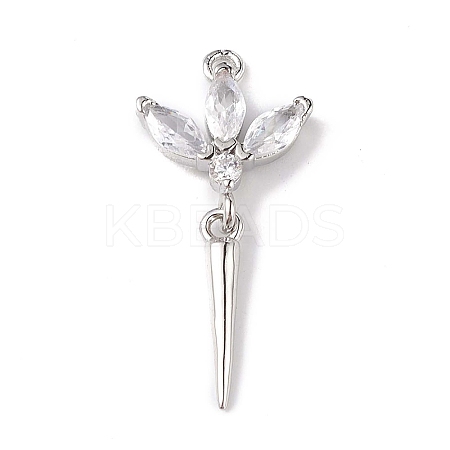 Rack Plating Brass Micro Pave Cubic Zirconia Pendants LS-KK-C019-04P-03-1