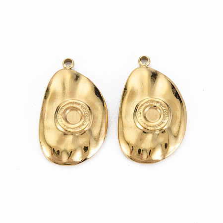 Ion Plating(IP) 304 Stainless Steel Pendant Cabochon Settings STAS-N097-106LG-NR-1