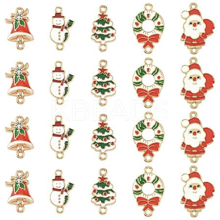 30Pcs 5 Styles Christmas Alloy Enamel Links FIND-FS0004-93-1