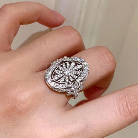 Brass Micro Pave Cubic Zirconia Finger Rings for Women FS-WGE2DD0-02-1