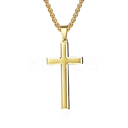 304 Stainless Steel Cross Pendant Unisex Necklaces TQ5525-1-1