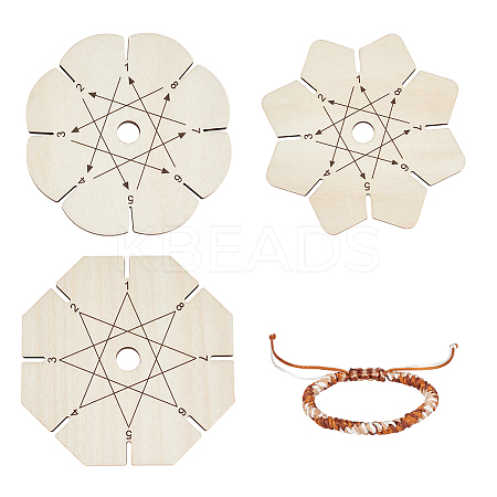 3Pcs 3 Styles Wood 7 Friendship Bracelet Display Stands ODIS-PH0001-89-1