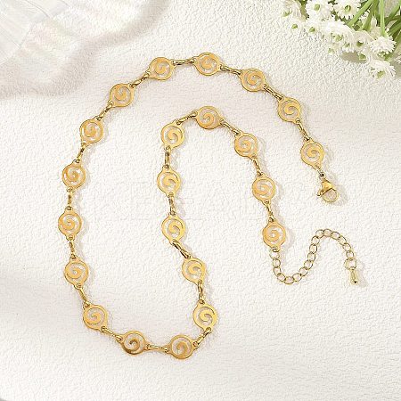 304 Stainless Steel Hollow Spiral Link Chain Necklaces for Women NJEW-JN06395-01-1