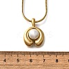 304 Stainless Steel Pave Shell Pearl Flat Round Pendant Necklaces for Women NJEW-U031-02G-4