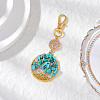 Synthetic Turquoise Chips Beads & Alloy Tree of Life Pendant Decorations HJEW-JM03129-03-1