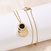 304 Stainless Steel Roman Numeral 3 Ring Pendant Necklaces NJEW-V001-06G-01-5