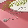 Flat Round with Tree of Life Pendant Necklace for Girl Women NJEW-JN03711-3