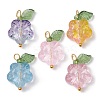 10Pcs 5 Color Glass Flower & Acrylic Leaf Pendants PALLOY-JF02287-02A-1