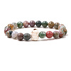Natural Indian Agate & Synthetic Turquoise Beads Stretch Bracelets for Men Women QO0012-21-1