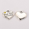 Wedding Theme Antique Silver Tone Tibetan Style Alloy Heart with Step Dad of Bride Rhinestone Charms LS-TIBEP-N005-22D-1