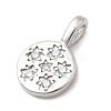 Brass Micro Pave Clear Cubic Zirconia Flat Round with Star Charms KK-A277-32P-2