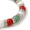 Christmas Theme Gemstone Round Beaded Stretch Bracelets for Women BJEW-TA00538-3