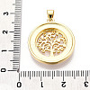 Brass Pave Natural Shell Hollow Flat Round with Tree of Life Pendants KK-N268-26G-3