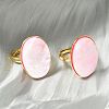 Oval Dyed Natural Shell Rings KK-P305-12G-2