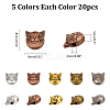 WADORN 100Pcs 5 Colors Tibetan Style Alloy Kitten Beads TIBEB-WR0001-01-2