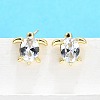 Brass Micro Pave Clear Cubic Zirconia Stud Earrings EJEW-H157-03G-01-1