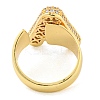 Brass Micro Pave Clear Cubic Zirconia Letter Open Cuff Ring for Women RJEW-M173-01G-A-3